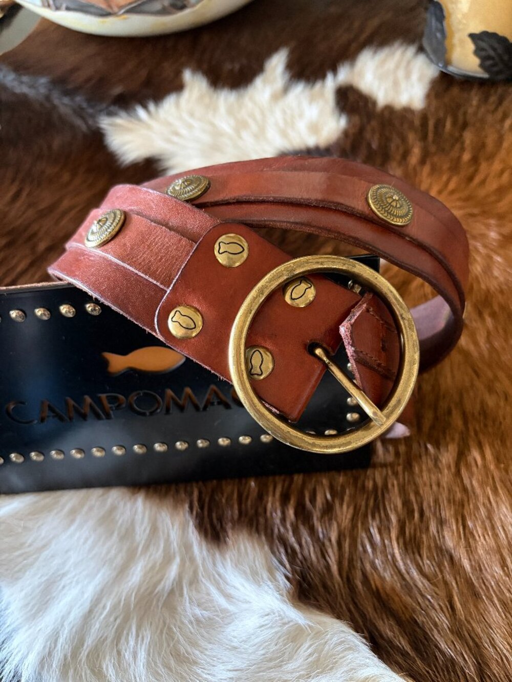 Campomaggi Studded Brown Leather Belt - Preowned
